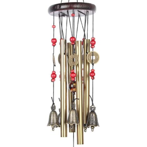 Carillon en bois massif Bronze Antirouille, motif Pâturage de Montagne, avec ornements surdimensionnés portant l'inscription « Bénédictions »