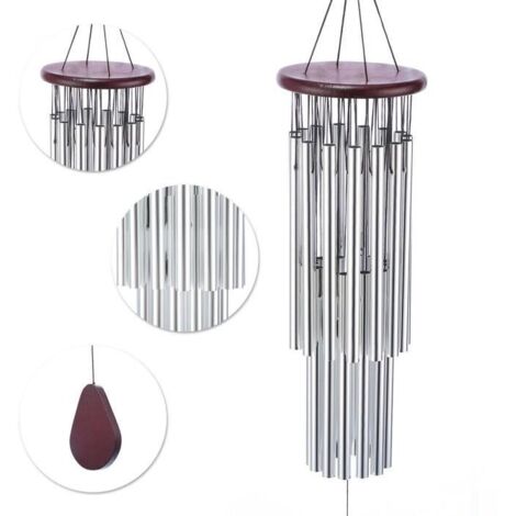 Carillon éolien - 27 tubes - Argent anti-rouille - Décoration de jardin