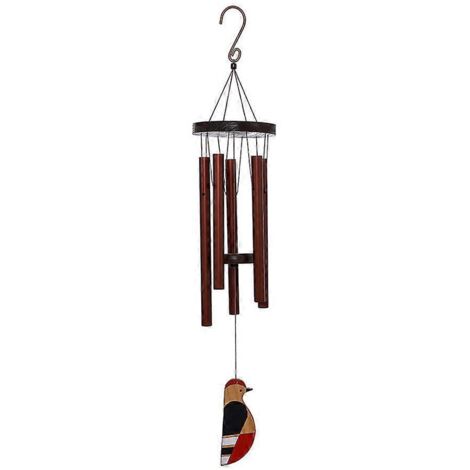 Carillon éolien aux sonorités apaisantes, tubes en aluminium, clochette en bois en forme d'oiseau, cadeau commémoratif pour terrasse, porche, jardin, cour ou maison. Décoration extérieure.
