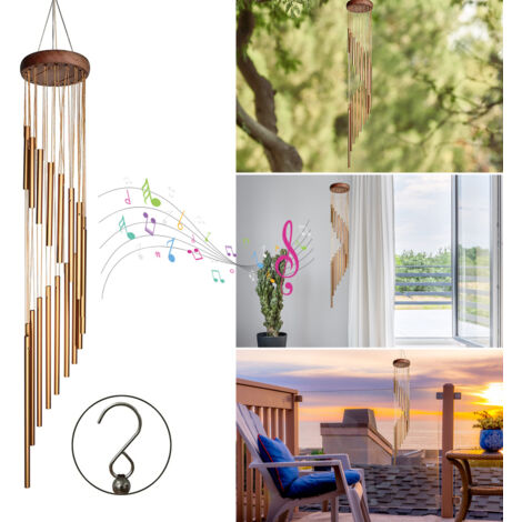 Carillon éolien d'extérieur, 89 cm (35 pouces), avec crochet en S, idéal pour la décoration de votre jardin