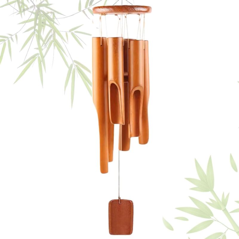 Carillon éolien en bambou, 6 tubes, carillon éolien en bambou pour extérieur et intérieur, carillon éolien en bambou de 75 cm, carillon éolien en