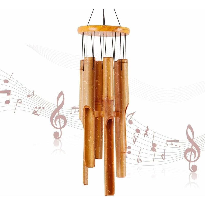 Carillon éolien en bambou - Cadeau commémoratif - Carillon éolien en bois - Grand carillon intérieur et extérieur - 81 cm - Pour jardin, cour,