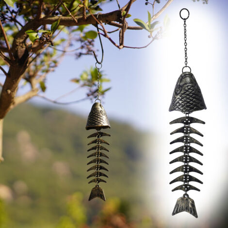 Carillon éolien rétro en fer, arête de poisson, décoration vintage, cadeau d'inauguration