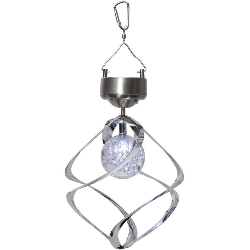 Carillon éolien solaire led Best Season Moulin à vent / 1 led blanc froid avec panneau solaire avec batterie/extérieur/argent 477-51