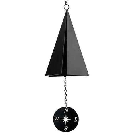 Carillon éolien triangulaire en fer forgé avec boussole -