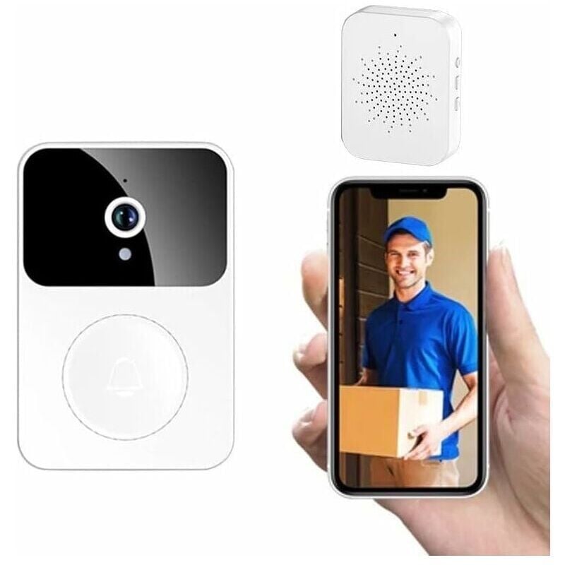 SNQ - Carillon et sonnette Sonnette Sans Fil Connectée Avec Caméra De Surveillance, Wifi Smart Camera, Enregistrement Vidéo, Sonnette Porte (Type-C),