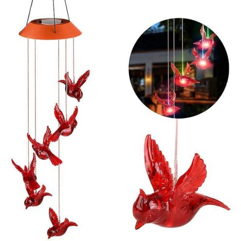 Carillon LED à spirale solaire à changement de couleur, avec crochet, pour la décoration extérieure de jardin et de terrasse - L'Oiseau Rouge