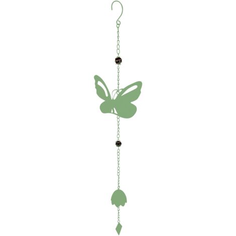 Carillon Papillon avec perles vert pâle