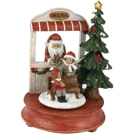 Carillon resina babbo natale con musicarosso cm17x16h23,5