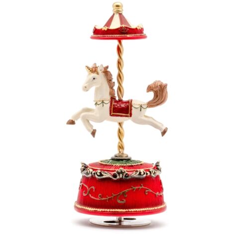 Carillon rosso e bianco con cavalluccio, decorazione da h 20 cm