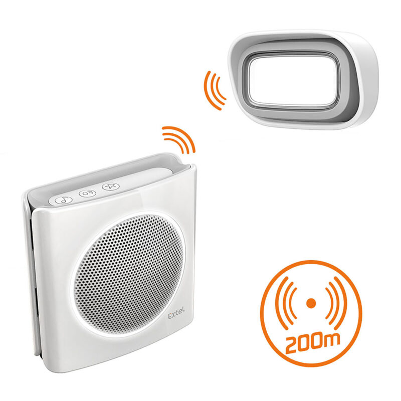 Extel - Carillon sans fil avec portée de 200m et 6 sonneries au choix diBi Flash Soft Noir