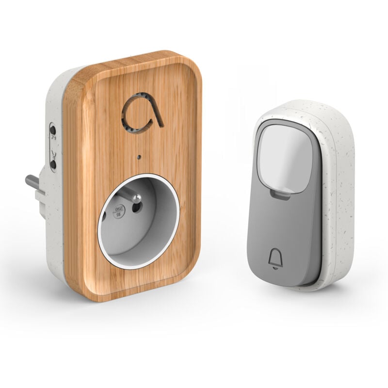 Carillon sans fil sans pile branchement sur prise 230 V technologie Kinétic Bamboo Plug - Avidsen - 102513