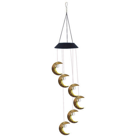 Carillon solaire imperméable en forme de lune, éclairage d'extérieur, luminaire décoratif de paysage, idéal pour une pelouse