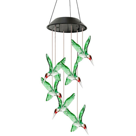 Carillon Solaire LED Oiseaux Colorés - Lumière Changeante Étanche pour Jardin Balcon Extérieur
