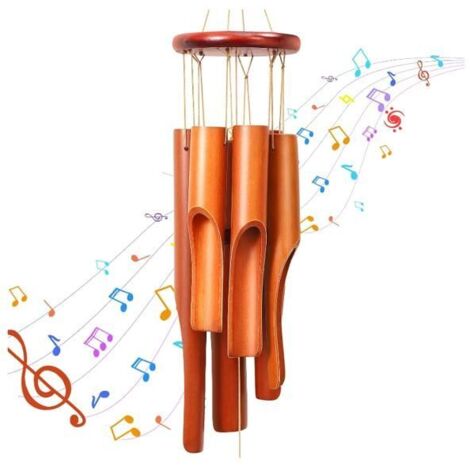 Carillons Éoliens en Bambou, 6 Tubes, 78 cm, Carillon à Vent Extérieur, Carillon à Vent en Bois pour Méditation et Guérison Sonore à