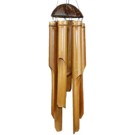 Carillons éoliens AUGIENB en plein air, carillons en bois faits à la main  de 29 pouces avec 6 tubes creux en métal et crochet suspendu, décor  extérieur pour la maison / cour /