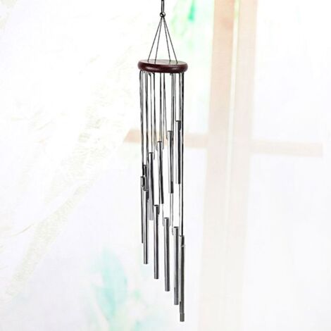 Carillons éoliens extérieurs SilberWindspiele pour jardin avec 12 tubes en alliage d'aluminium