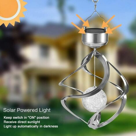 Carillons éoliens solaires à LED suspendus à l'extérieur