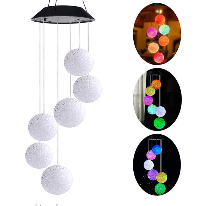 Carillons Éoliens Solaires pour Jardin - Boule lumineuse changeant de couleur, lampes solaires extérieures pour décoration de jardin, fête, patio,