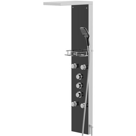 Carina Black Glass Thermostatic Shower Panel