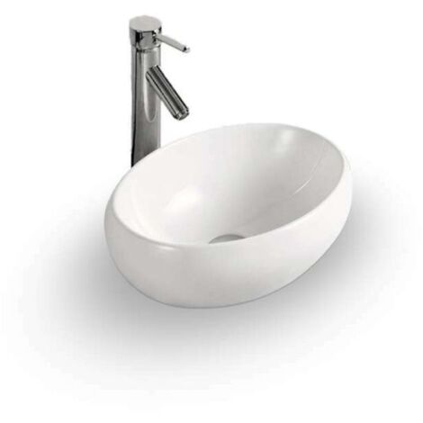 PIEZZI CARINA - CARINA - OVALES AUFSATZWASCHBECKEN - Keramikbecken - Elegante Oberflächen - Robust und kratzfest - Pflegeleicht - Weiß - 42 x 32 x h15 cm