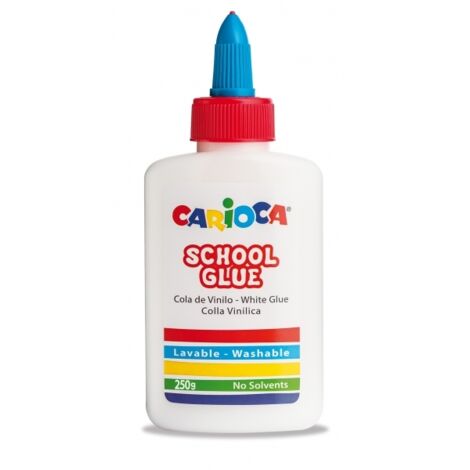 Carioca colla bianca 250g - coperchio con dispenser - adatto per  carta e cartone - asciugatura - trasparente - senza solventi - colore  bianco