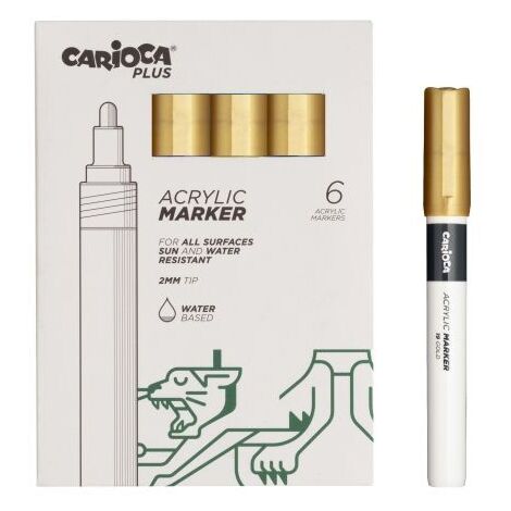 Carioca plus pack of 6 marqueurs acryliques -- pointe 2mm --- couleur or