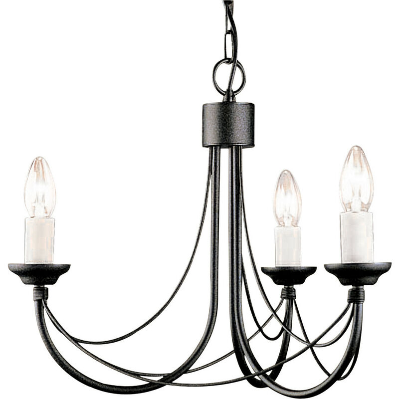 Carisbrooke - Chandelier 3 Light Black Finish, E14 - Elstead