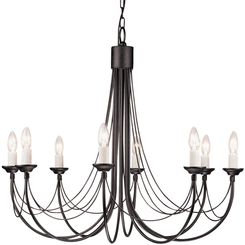 Carisbrooke - 8 Light Chandelier Black Finish, E14 - Elstead