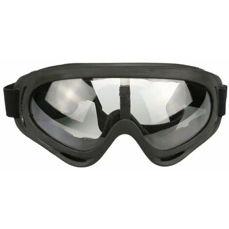 Carivent Lunettes X400, lunettes tactiques, lunettes tout-terrain résistantes au sable et aux chocs, lunettes de moto coupe-vent (noir sable + film transparent)