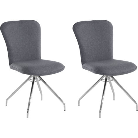 Carla-Chaise de salle à manger en tissu anthracite Lot de 2