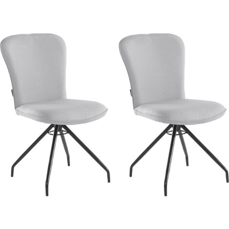 Carla-Chaise de salle à manger en tissu gris clair Lot de 2