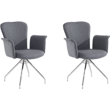 Carla-Fauteuil en tissu anthracite Pack de 2