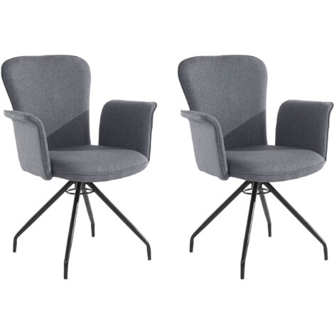 Carla-Fauteuil en tissu anthracite Pack de 2