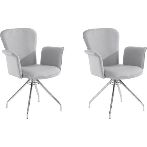 Carla-Fauteuil en tissu gris clair Pack de 2