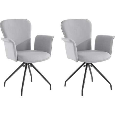 Carla-Fauteuil en tissu gris clair Pack de 2