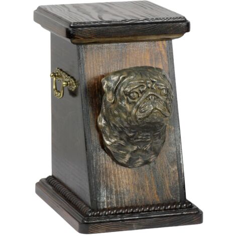 Carlin, Carlin - Urne pour cendres de chien, urne élégante avec statuette, urne funéraire avec buste de chien par Art-Dog