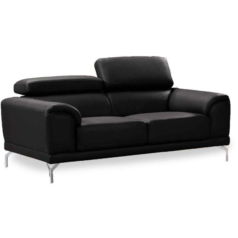 Canapé droit 3 places Noir Cuir Moderne Confort Promotion