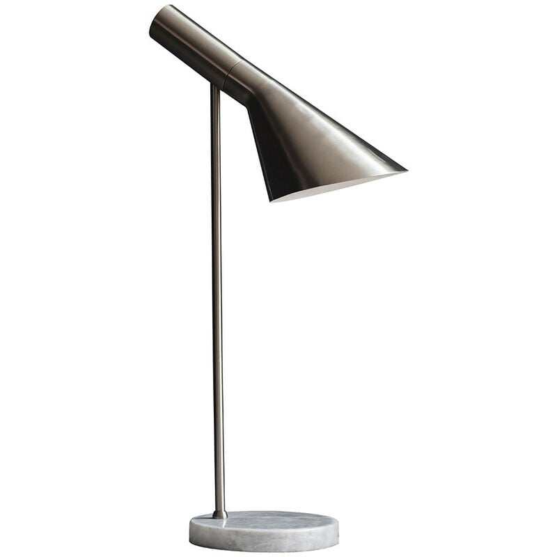 Task Table Lamp Brushed Chrome Plate, Grey Marble