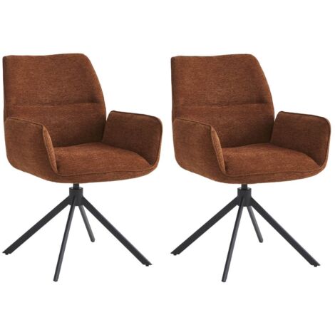CARLOTTA - Lot de 2 Fauteuils de table Pivotants Tissu Coloris Terracotta