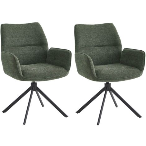 CARLOTTA - Lot de 2 Fauteuils de table Pivotants Tissu Coloris Vert