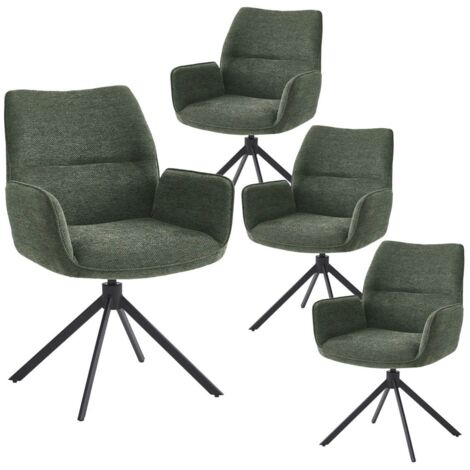CARLOTTA - Lot de 4 Fauteuils de table Pivotants Tissu Coloris Vert