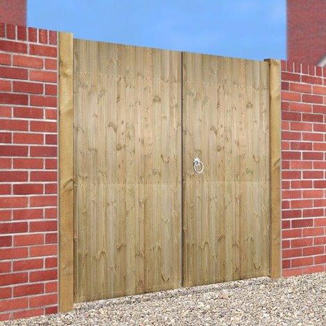 CANNOCK GATES Carlton Tall Flat Top Wooden Double Gate 1800mm H X 1500mm W