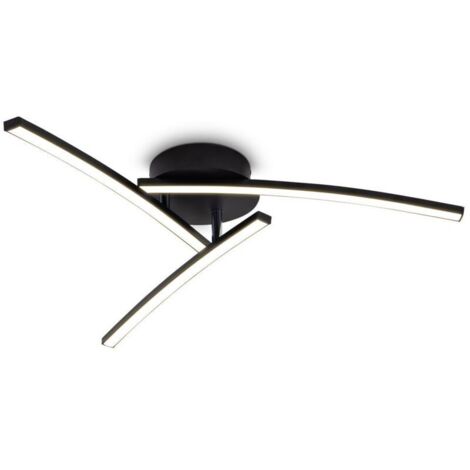 Carmdering  Plafonnier LED 15 W  Blanc chaud 3000 K  Noir  1650 lumens  Idéal pour salon/couloir