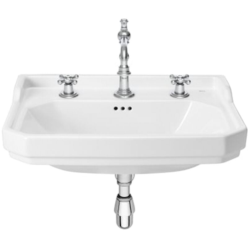 Lavabo carmen mural ou sur colonne (en option) - 650x480mm - Trois trous - Blanc brillant Roca A3270A1003