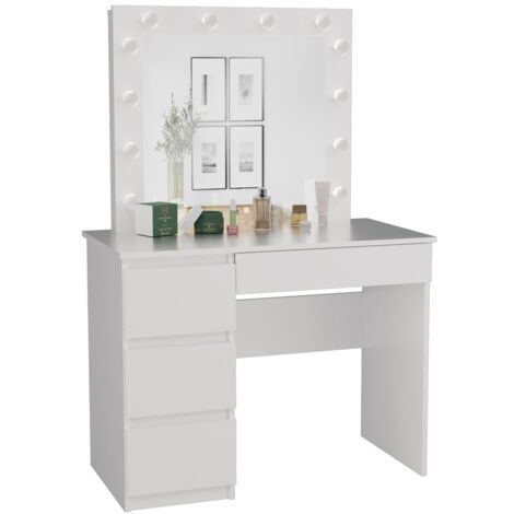 CAROL - Vanity desk with mirror + LED lighting - 4 drawers - 98x76x51 cm - Office