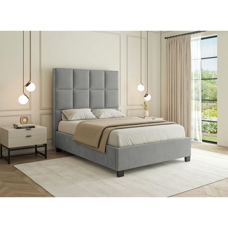 Deco In Paris - caroline - Lit coffre en velours gris design caroline 140 x 190 cm