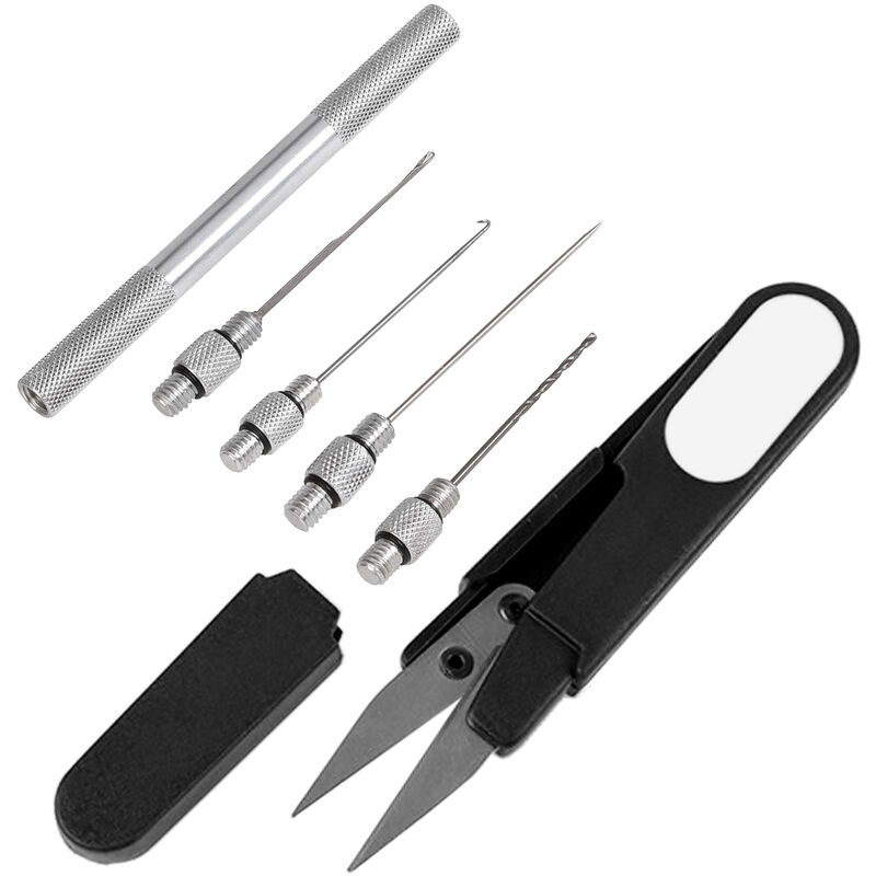 

Carp Fishing Rigging Bait Needle Kit Juego de herramientas Bait Boilie Drill Stringer Aguja con tijeras de l¨ªnea,Negro