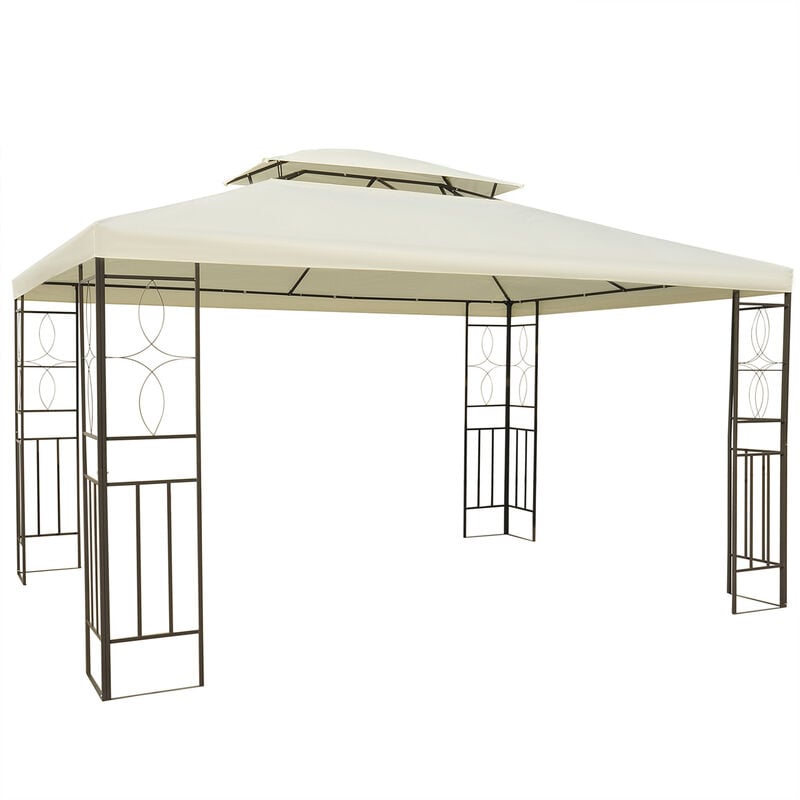 

Outsunny - Carpa 3x4m Estructura Metal Gazebo Cenador Mirador 12m2 Color Crema NUEVO - CREMA