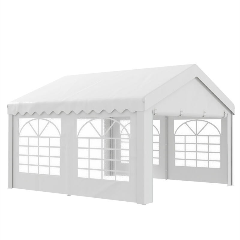 

Outsunny - Carpa 4x4x2.8m Acero Galvanizado Pabellon Carpas Boda Gazebo Cenador Blanco - Blanco